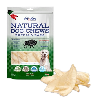 Frigera Natural Dog Chews Buffalo Ears Naturligt Torkade Buffelöron 250g